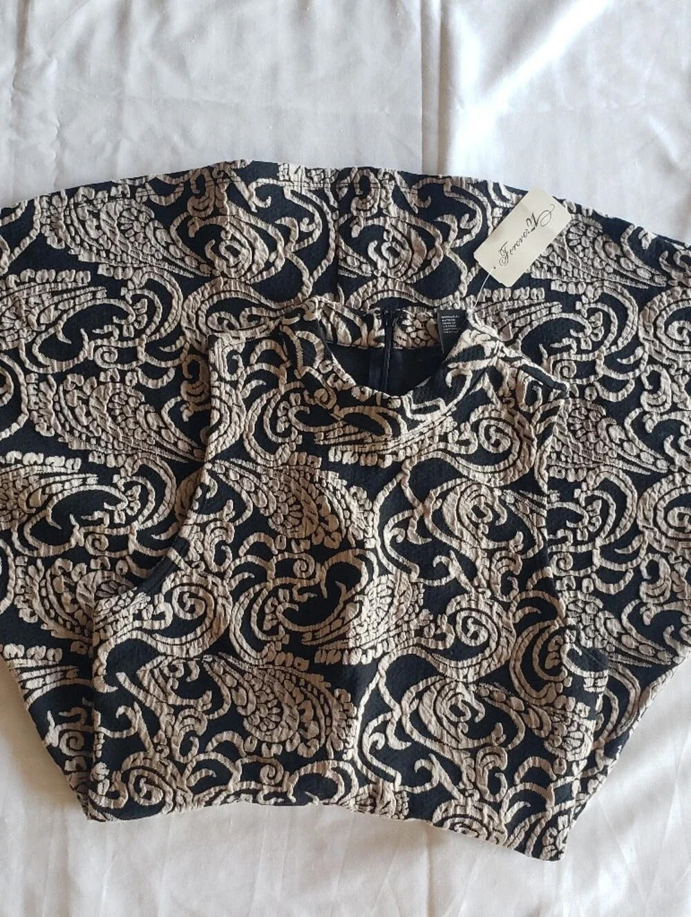 Forever 21 Black Dress with Beige Paisley Print